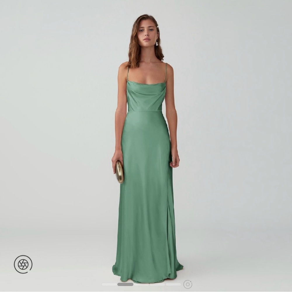 Fame and Partners Strappy Draped gown - sage green